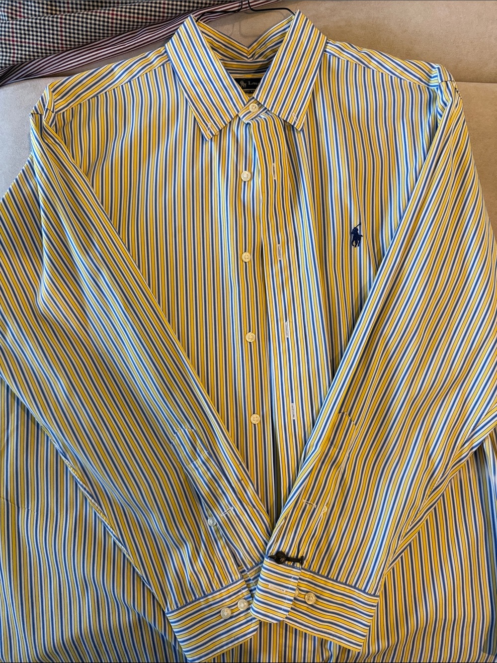 Ralph Lauren Yellow, Blue & White Striped Dress Shirt